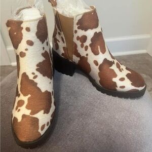 Cow Print Ankle Boots